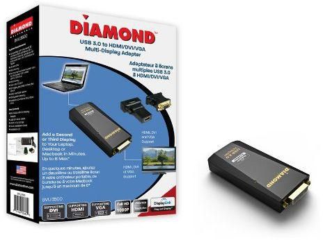 Diamond Multimedia USB 3.0/2.0 to DVI/HDMI/VGA Adapter for Multiple Display Monitor (BVU3500)