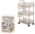 HYTTER 3-Tier Acrylic Rolling Utility Cart with Wheels, Multi-Functional Storage Trolley Cart Organizer with 3 Hanging Cups for Kitchen, Office, Living Room, Nursery (3-Tier with 3 Hanging Cups)