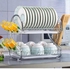 Nunix 2 tier Stainless Steel Dish Rack, With Drain Board for kitchen and dining room usage