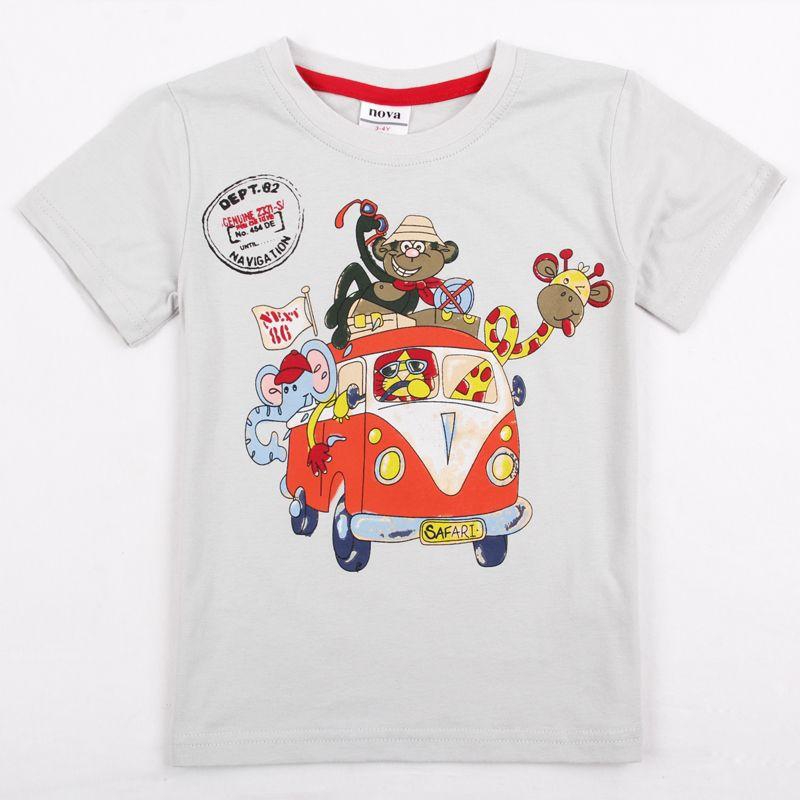 Grey T-Shirt  For Boys Size - 5 - 6 Years