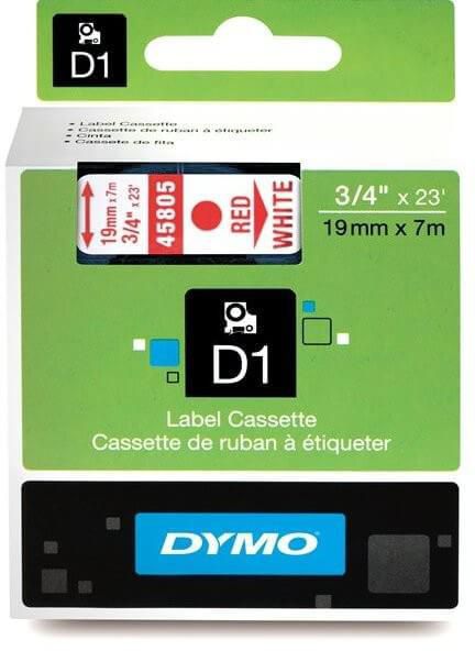 Dymo 45805, D1 Tape,19mm x 7m, Red on White