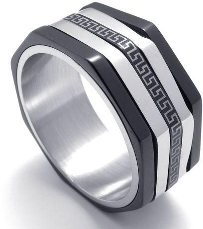 Black Round Stainless Steel Men Ring Size 10