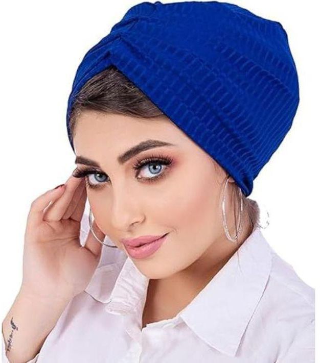 Women's Turban Hat Women Hijab Ladies Cotton Ribbed Bonnet Hats Headbands Turban for Women Turban Women Turban , Dark Blue
