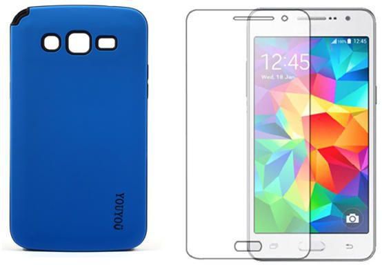 Generic Back Cover for Samsung Galaxy Grand 2 G7016 – Blue + Tempered Glass Screen Protector