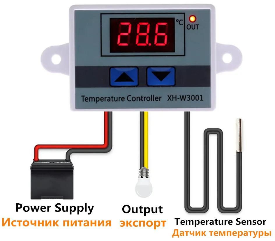 Digital Temperature Controller XH-W3001 For Incubator Cooling Heating Switch Thermostat NTC Sensor