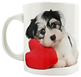 Puppy Printed Mug White/Black/Red 350ml