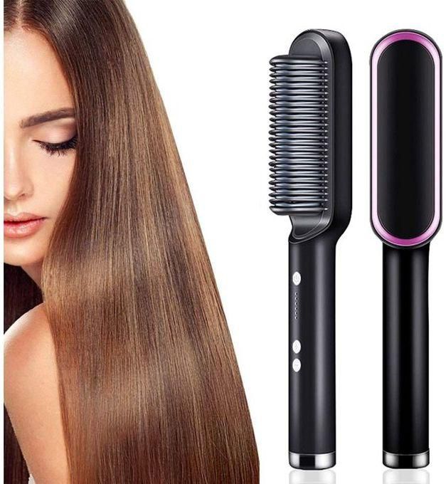 Generic Hair Straightener Brush Ring Curly Hair Straightener, 25s Fast Heating, 5 Thermostatic Level Hot Hair Straightener Combs