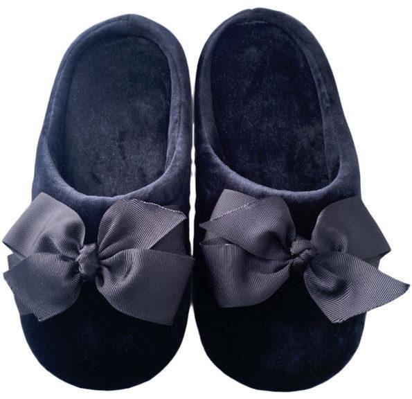 Black Slippers With Ribbon – Bow Slippes
