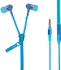 Headset 3.5mm Jack In-ear Zip Zipper Stereo Handsfree Headphone Earphone Earbud Blue