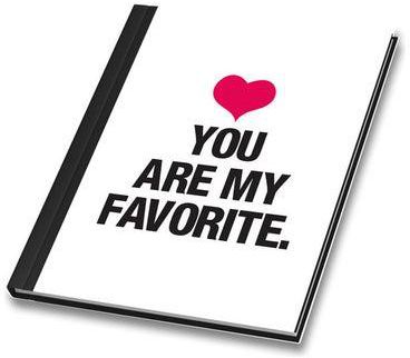 دفتر ملاحظات مقاس A5 بتصميم طبعة عبارة "You Are My Favourte" مع ورق عالي الجودة أبيض/ أسود