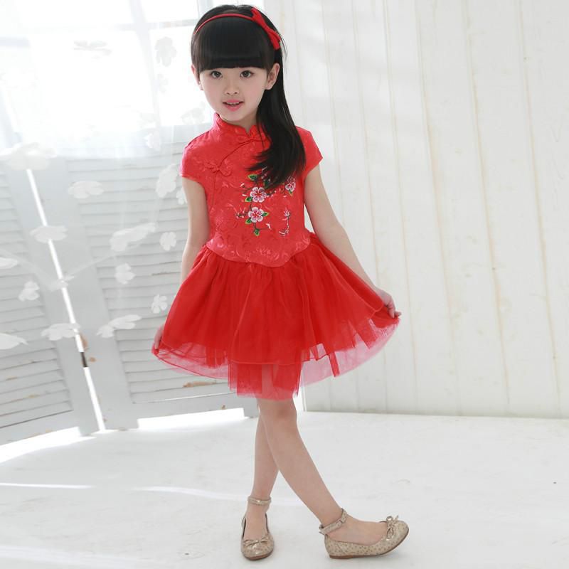Koolkidzstore Girls Dress Cheong Sam Tulle Traditional  3-6Y (3 Colors)