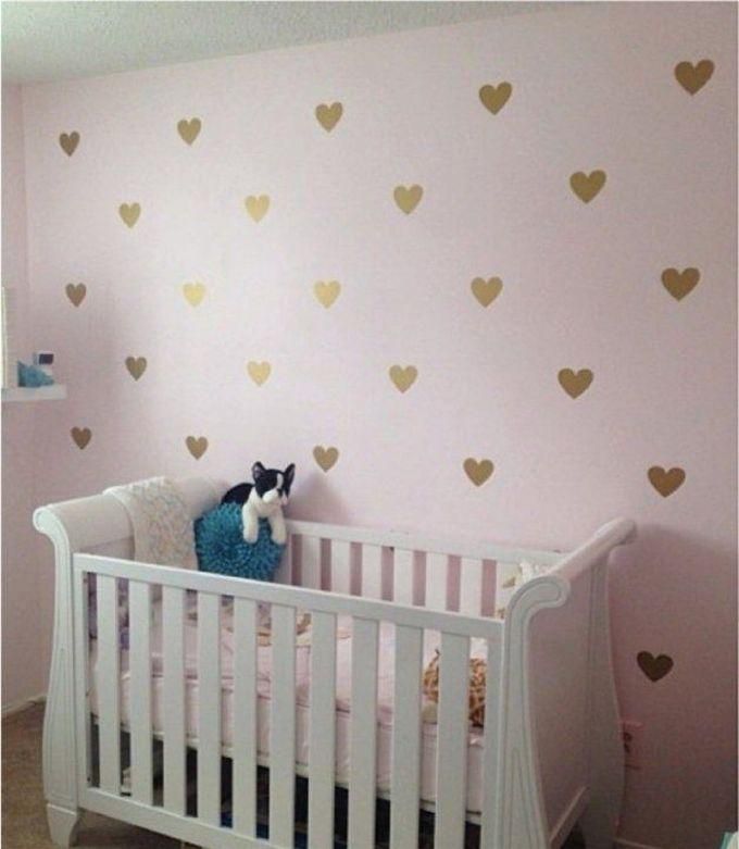 Gold Heart Stickers For Kids Room Decoration-20 Psc - Gold