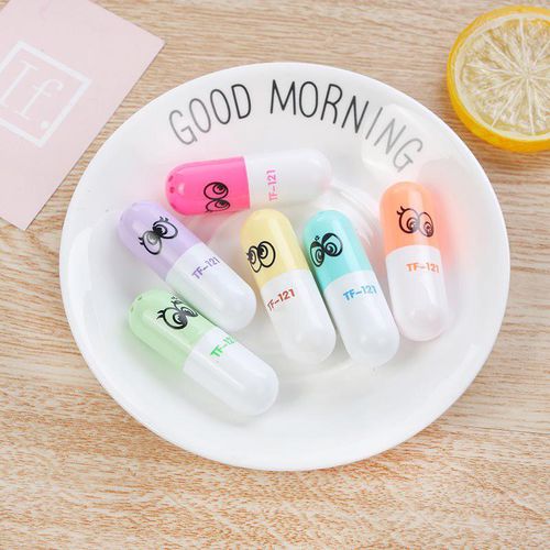 6 Pieces Students Highlighters Pill Shaped Colored Marking Pens
