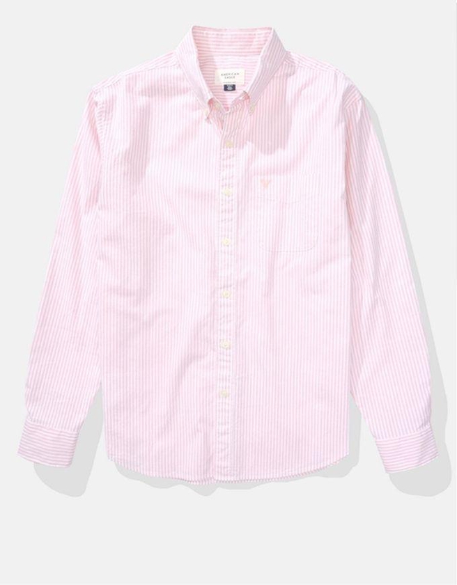 American Eagle Striped Everyday Oxford Button-Up Shirt