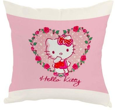Hello Kitty Printed Square Shaped Throw Cushion Cover White/Pink/Green 40 x 40cm