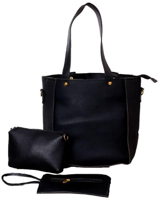 NEW Arrival 3 In 1 Sets Quality Leather Handbag-Black
