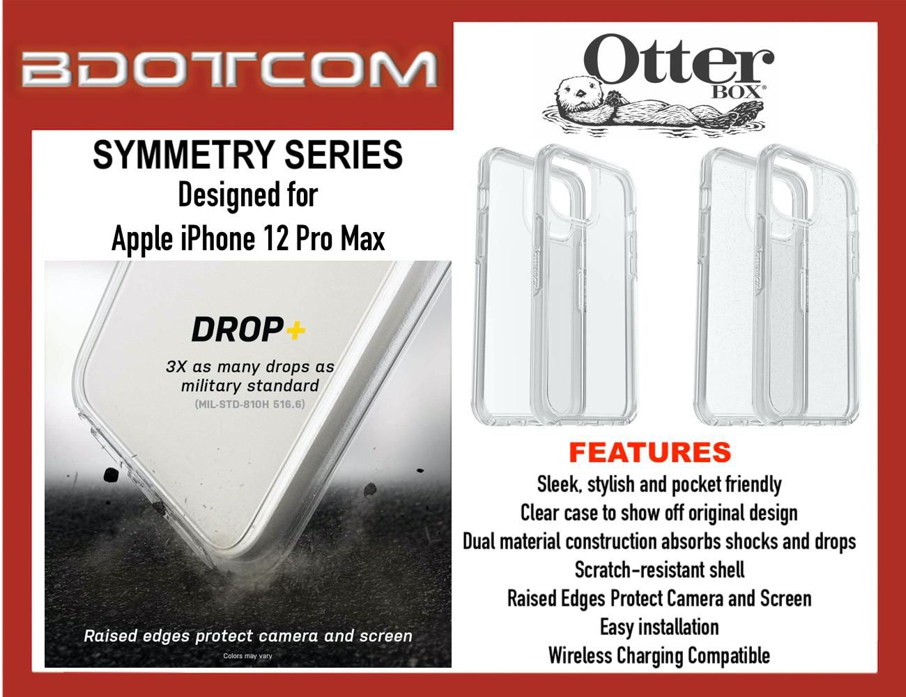 Original Otterbox Symmetry Clear Series Protective Cover Case for Apple iPhone 12 Pro Max
