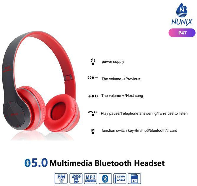 Nunix P47 5.0 Multimedia Bluetooth Headsets