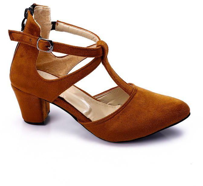 Heeled Shoes- Chamois- Brown