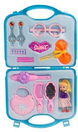 Baby Girl Pretend Hair Grooming Set with Storage Case - Blue
