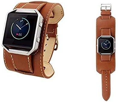 Leather Bracelet Watch Band Strap with Buckle Connector for Fitbit Blaze - Brown