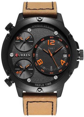 Men's Leather Analog Watch 652LM048 027 - 52 mm - Brown