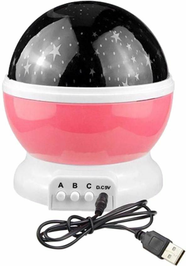 Generic - Star And Moon Rotating Projector Night Lamp Black/Pink/White 13X13X14.5Centimeter