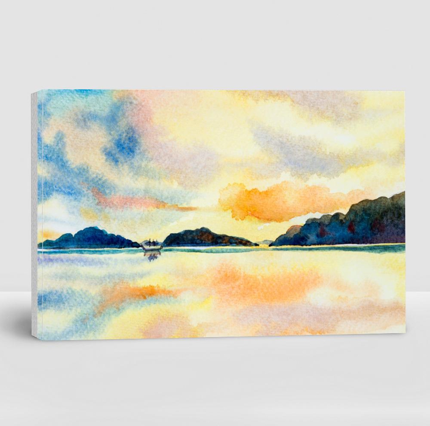 Watercolor Painting of Seascape