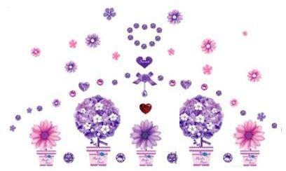 MEMORiX Removable Wall Decor Sticker - Purple Diamond Flower
