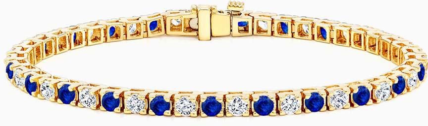 Auriya 14k Gold 5ct Blue Sapphire and 5ct TW Diamond Tennis Bracelet (H-I, SI1-SI2)