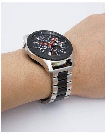 22mm Stainless Steel Watch Band Quick Release Strap for Samsung Galaxy Watch 46mm Gear S3 Frontier(Silver + Black)