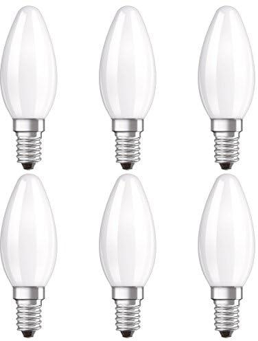 اوسرام مصباح LED كلاسيكي بي/LED، شكل شمعة صغيرة كلاسيكية: E14، 4 واط، 220…240 فولت، بديل 40 واط، بلوري، ابيض دافئ، 2700 كلفن، عبوة 6×1