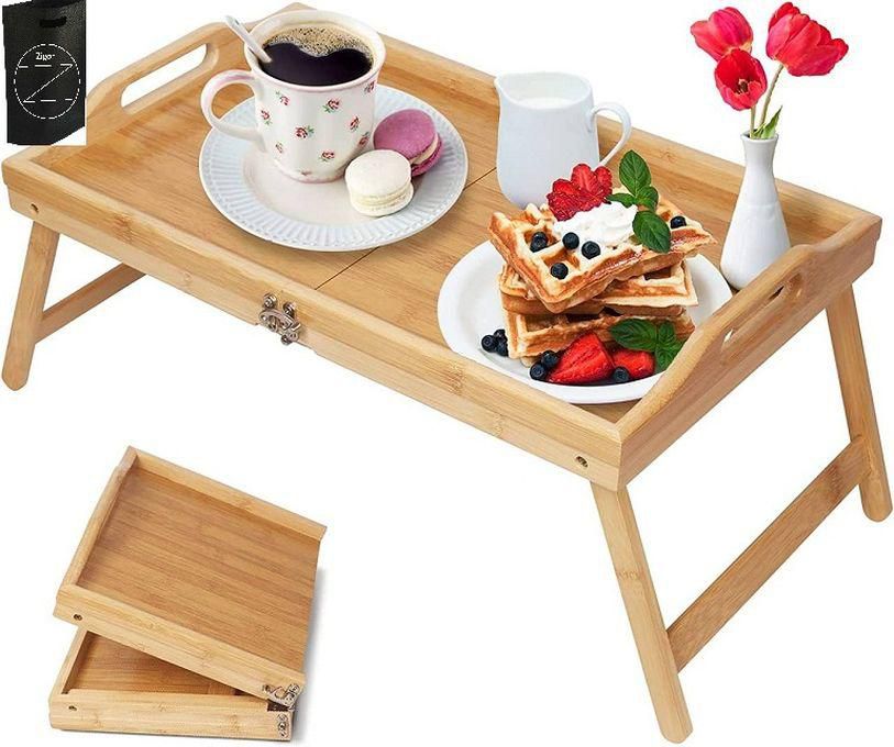 Wooden foldable Bed Tray Table With Folding Legs +Zigor Bag Special