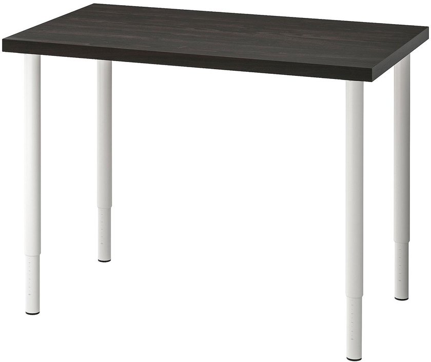 LINNMON / OLOV Desk - black-brown/white 100x60 cm