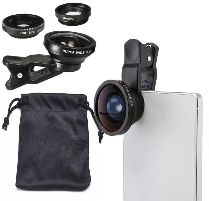 3-in-1 Super Wide 0.4X Angle Fish Eye Lens Wide Angle Macro Lens Zoom for iPhone 7 8 plus XS X Phone Camera Lens Kit