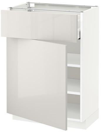 METOD / MAXIMERA Base cabinet with drawer/door, white, Ringhult light grey