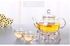 براد شاي شفاف من زجاج البوروسيليكات سعة 400 مل، بعنق إوزة آمن للاستخدام على البوتجاز للشاي المتفتح وأوراق الشاي السائبة