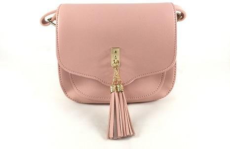 Magari Plain Satchel Handbag with Tassel (Green - Pink)