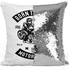 Born To Race Quote Sequin Decorative Throw Pillow White/Silver/Black 40x40cm
