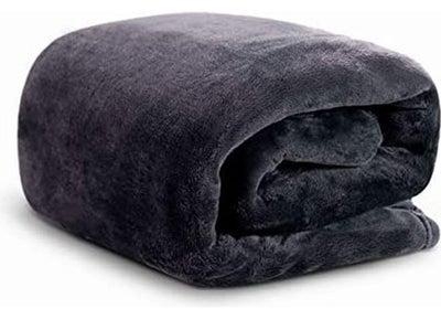 Flannel Fleece Throw Blanket Cotton Dark Grey 12inch