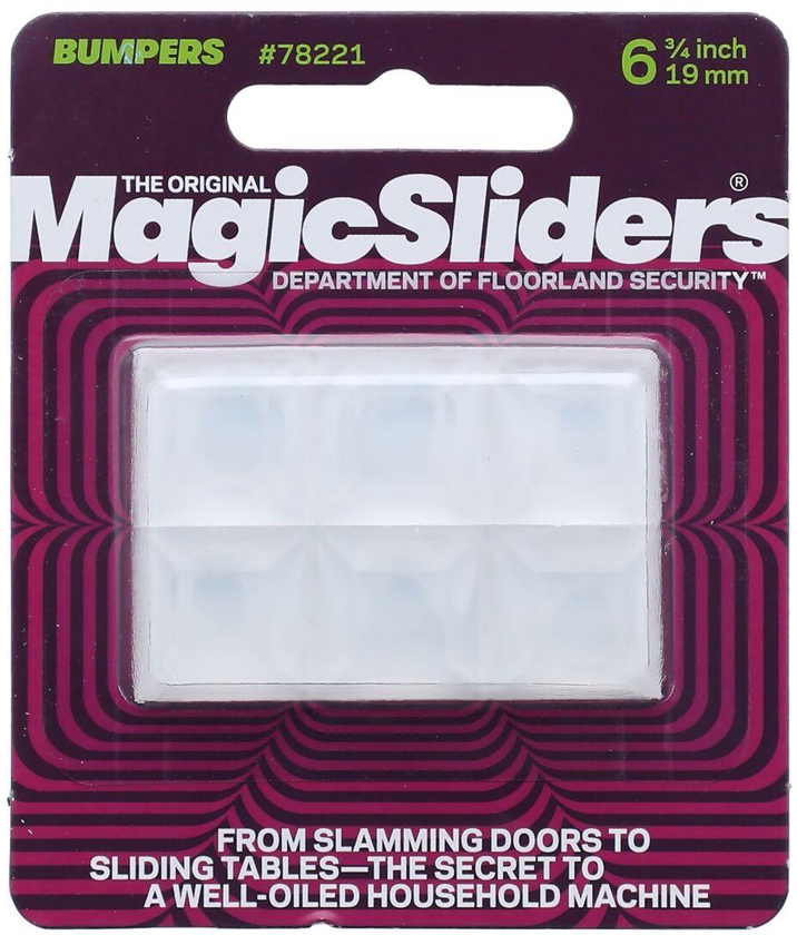 Magic Sliders 6-Piece Self Adhesive Hi-Profile Square Bumpers Clear 3/4inch