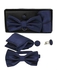 Fashion Men's Bow Tie, Cufflinks & Pocket Square Set - Dark Blue