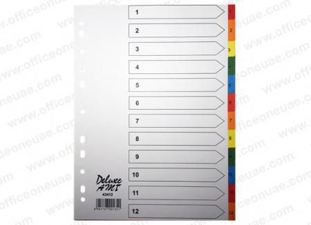 Deluxe Divider Manila Colored A4, with numbers 1-12