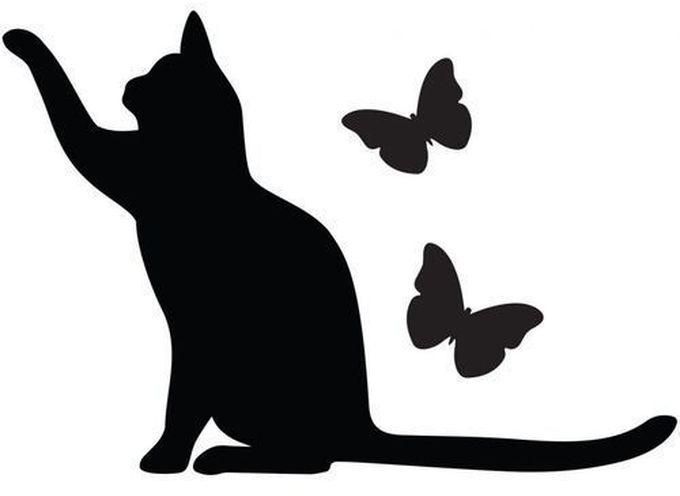 Light Switch Wall Sticker - Cat And Butterflies