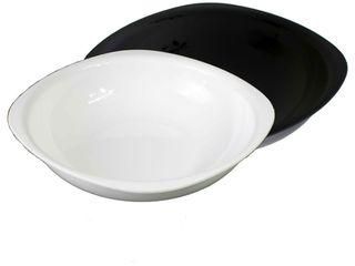 Eco Plast Small Deep Plates Black & White Set - 2 Pcs - Black / Ivory