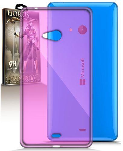 Horus Silicone Cover for Microsoft Lumia 540 - Clear Parple + Horus Glass Screen Protector