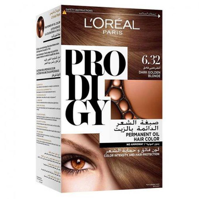 L'Oreal Paris Prodigy Permanent Oil Hair Color - 6.32 Dark Golden Blonde - 60g+60g+60ml