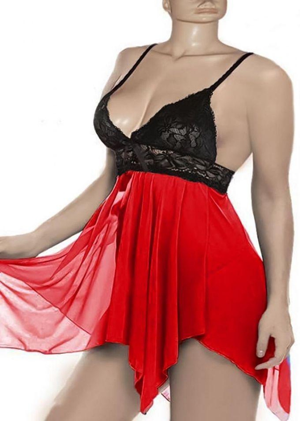 Fg Lingerie Baby Doll, Red, One Size, Lycra