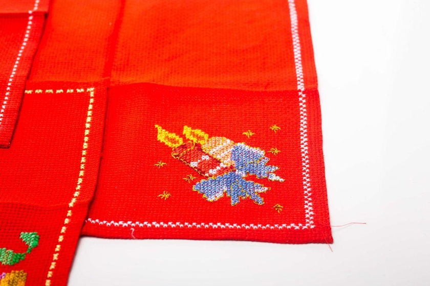 Ebda3 Men Masr Set Of 3 Embroidered Table Napkin Set - Red