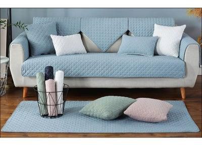 غطاء أريكة مضاد للانزلاق بنقشة بسيطة ولون سادة أزرق 70 x 90سنتيمتر